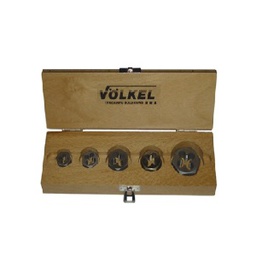 [525001000007] ชุดน็อตหกเหลี่ยม 5 ชิ้น VOLKEL No.49540 Hexagon die nut set HSS in wooden box UNF1/4&quot;-UNF1/2&quot;