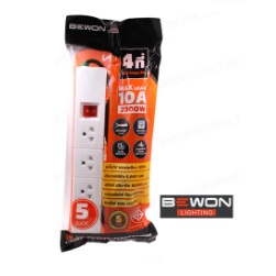 ปลั๊กพ่วงรางไฟ 3 ขา 4 ช่อง BEWON No.BW-T1040 Power Strip Plug , 5 m. (3 legs 4 channels)