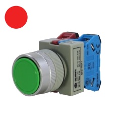 สวิตซ์กดหัวเรียบกดเด้งกลับ QUBIX No.SA2-FM01-R Control Switches : 22/25mm. , ( Red )