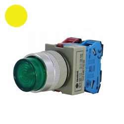 สวิตซ์กดมีไฟกดเด้งกลับ QUBIX No.SA2-EML11Y-2A Illuminated Control Switches : 220VAC , 22/25mm. , (Yellow)