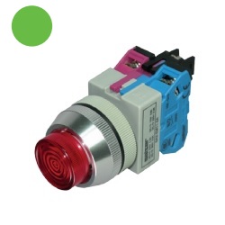 สวิตซ์กดมีไฟกดเด้งกลับ QUBIX No.SA3-EML11G-2A Illuminated Control Switches : 22VAC , 30mm. (Green)