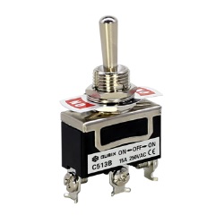 ท๊อกเกิ้ลสวิตซ์ QUBIX No.C5R13B Toggle Switch : 1P , 15A , 250 , 3ขั้ว / ON-OFF-ON