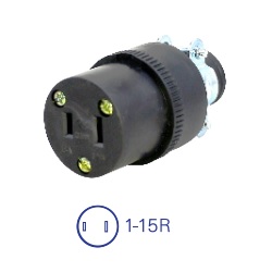 เต้ารับยางกลางทางมีแคล้มรัด QUBIX No.C224 Connector : 2P , 2W / 15A/125VAC