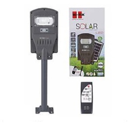 โคมไฟถนนโซลาร์เซลล์พร้อมขาจับ HI-TEK No.HFSS00030D Solar Cell Street Lamps : Grey With handle , 30W (Daylight)