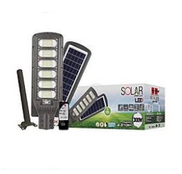 โคมไฟถนนโซลาร์เซลล์พร้อมขาจับ HI-TEK No.HFSS00300D Solar Cell Street Lamps With handle : Grey , 300W (Daylight)