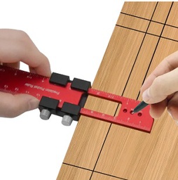 บรรทัดงานไม้ Hole Ruler Aluminum Scale Ruler Straight Line Drawing Ruler for woodworking , 160mm.