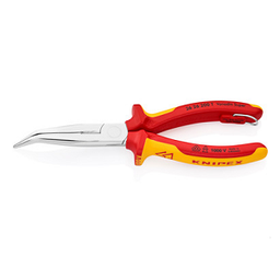 KNIPEX No.26 26 200 T Long Nose 40° Angled Pliers with Cutter-1000V Insulated-Tethered Attachment (200mm.)