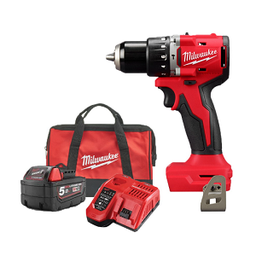 ชุดสว่านกระแทกไร้สาย MILWAUKEE No.M18 BLPDRC-501B Compact Brushless Hammer Drill , 18V