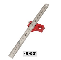 บรรทัดงานไม้ Ruler Aluminum Scale Ruler Straight Line Drawing Ruler for woodworking 45/90 ํ , 300mm.