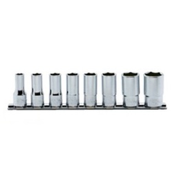 ชุดลูกบ๊อกซ์ยาว KOKEN No.RS3300A/9 Deep wall Socket set In Rail 6P , 3/8&quot;-3/4&quot; 9pcs/ea