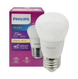 หลอดแอลอีดีทรงปิงปอง PHILIPS LED Bulb 3000K : Warm White ,  3W E27