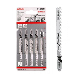 ใบเลื่อยจิ๊กซอว์ตัดไม้ BOSCH NO.T144DF (2608634567) Jigsaw blade : Wood , 4 - 5.2mm. (5 Pcs./Ea)