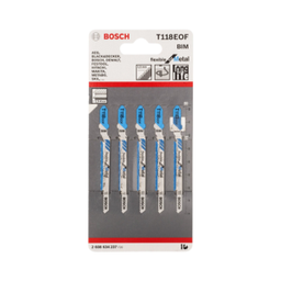 ใบเลื่อยจิ๊กซอว์ตัดเหล็ก BOSCH No.T118EOF (2608634237) Jigsaw blade : Steel , 1.5mm. (5 Pcs./Ea)