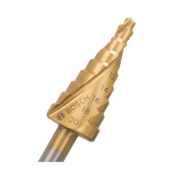 ดอกสว่านขั้นบันได BOSCH No.2608597526 Step Drill Bits : HSS Titanium 9 Step , 4 - 20mm. (Gold)