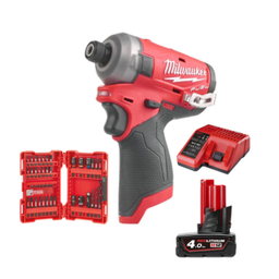 ชุดไขควงกระแทกไร้สายระบบไฮดรอลิค MILWAUKEE No.M12 FQID-401 LR TH Hydraulic Cordless Impact Screwdriver 12V , 1/4'' (1Charger ,1xBattery 4.0Ah)