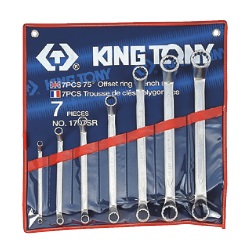 [102050076031] ชุดประแจแหวน คอ 75องศา KING TONY NO.1707SR Set Box Wrenches , 1/4&quot;x1.1/8&quot; (7pcs/set)