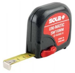 [412005000005] ตลับเมตร SOLA No.UM 5 m Short T ape Uni-Matic, 16 mm. EC-class 2