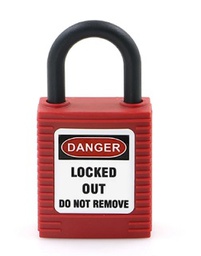 [008000000033] กุญแจ Safety Lockout padlock Nylon ,แกน 6 mm. 25 mm. PVC, Red